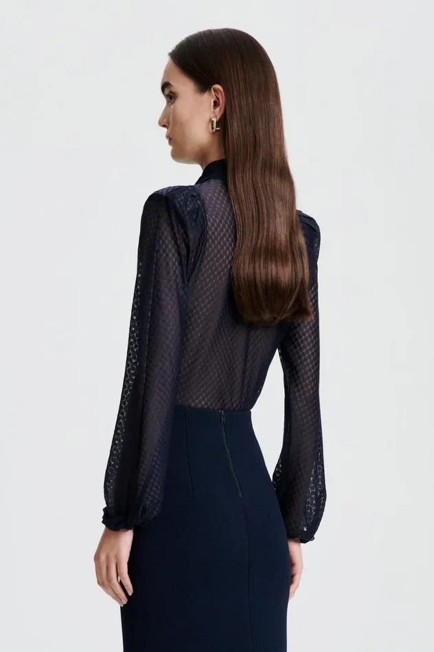 Tops Women Scanlan Theodore FRENCH LACE BLOUSE Navy Tops Women Scanlan Theodore FRENCH LACE BLOUSE Navy
