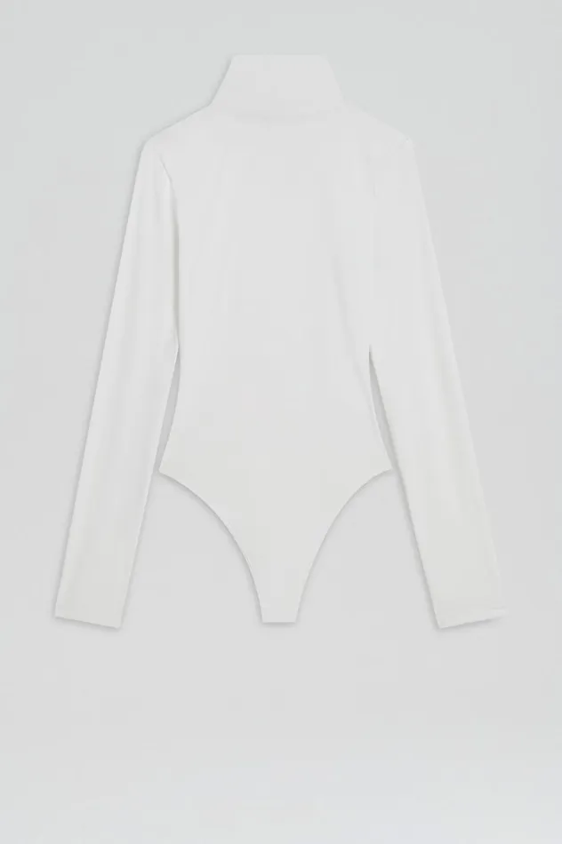 Tops Women Scanlan Theodore TURTLE NECK BODYSUIT White Tops Women Scanlan Theodore TURTLE NECK BODYSUIT White