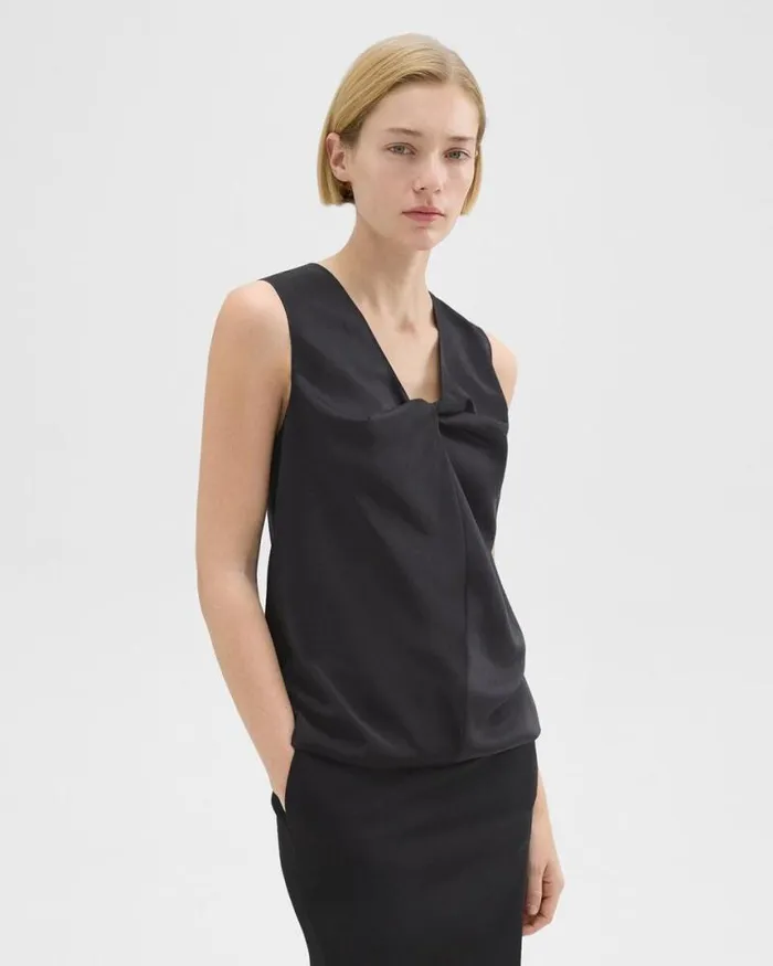 Tops Women Theory Twisted Sleeveless Top Black
