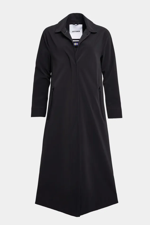 Trench Coats Women Stutterheim Hornstull Matte Long Raincoat Black