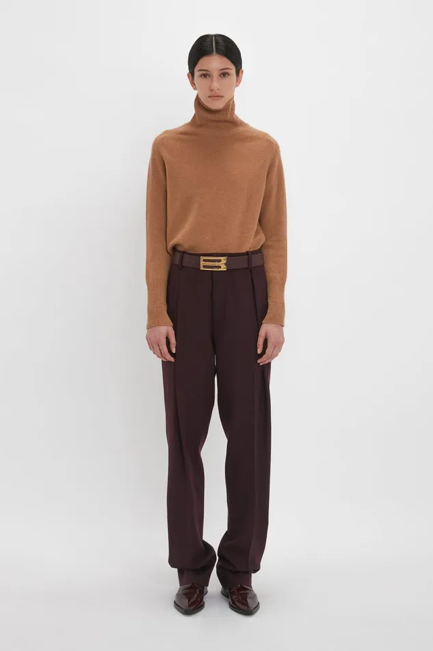 Trousers and Shorts Women Victoria Beckham Asymmetric Chino Trouser In Deep Mahogany