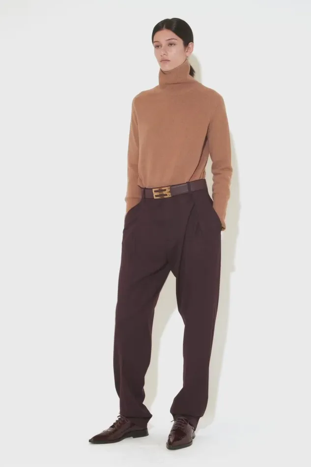 Trousers and Shorts Women Victoria Beckham Asymmetric Chino Trouser In Deep Mahogany