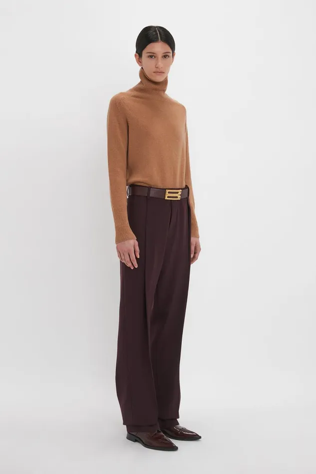 Trousers and Shorts Women Victoria Beckham Asymmetric Chino Trouser In Deep Mahogany