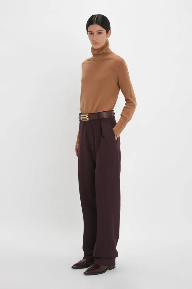 Trousers and Shorts Women Victoria Beckham Asymmetric Chino Trouser In Deep Mahogany