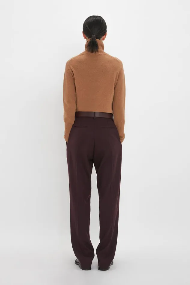 Trousers and Shorts Women Victoria Beckham Asymmetric Chino Trouser In Deep Mahogany