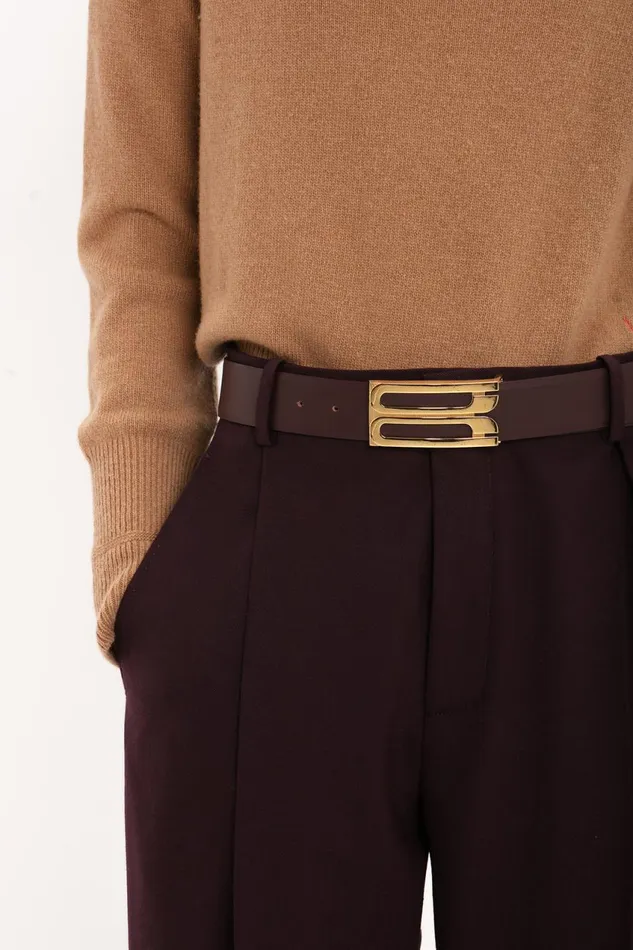 Trousers and Shorts Women Victoria Beckham Asymmetric Chino Trouser In Deep Mahogany