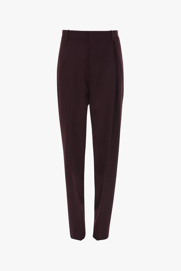 Trousers and Shorts Women Victoria Beckham Asymmetric Chino Trouser In Deep Mahogany