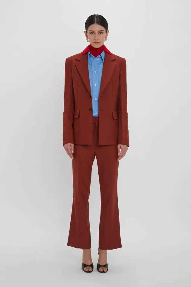 Trousers and Shorts Women Victoria Beckham Wide Cropped Flare Trouser In Russet