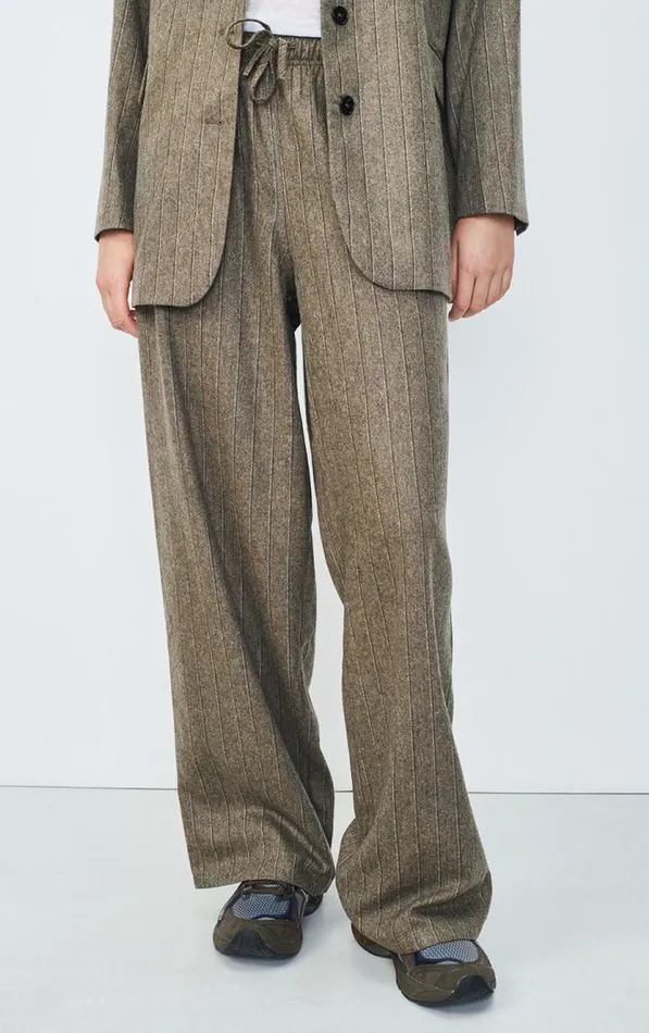 Trousers Dirow Taupe Stripes Women American Vintage Trousers