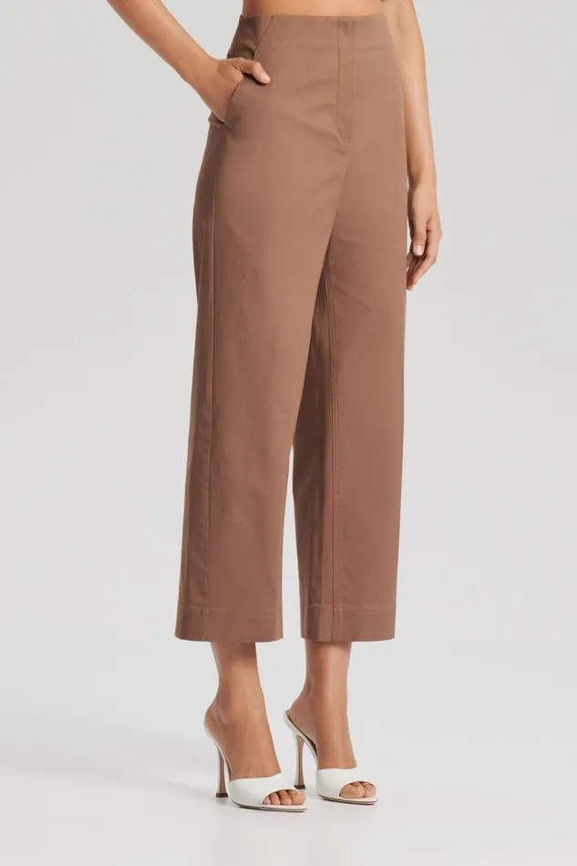 Trousers Women Scanlan Theodore SATEEN CROPPED WIDE LEG TROUSER Mocha Trousers Women Scanlan Theodore SATEEN CROPPED WIDE LEG TROUSER Mocha