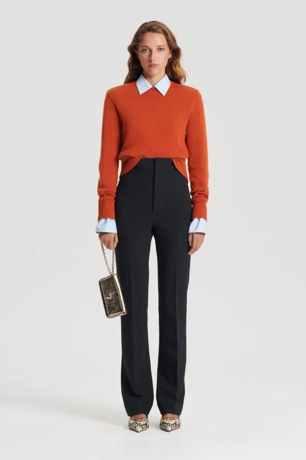 Trousers Women Scanlan Theodore TAILORED STRIPE TROUSER Charcoal