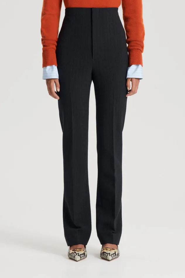 Trousers Women Scanlan Theodore TAILORED STRIPE TROUSER Charcoal Trousers Women Scanlan Theodore TAILORED STRIPE TROUSER Charcoal