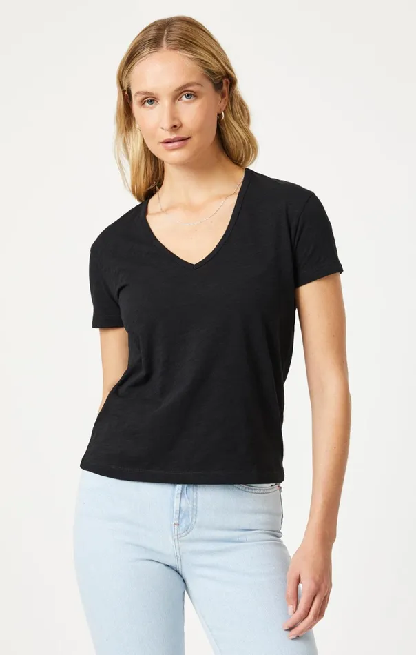 VNeck TShirt In Black Women Mavi Jeans Tops and TShirts