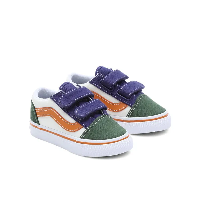 Vans Classics Kids Toddler Twill Block Old Skool Hook And Loop Shoes 14 Years Multicolour