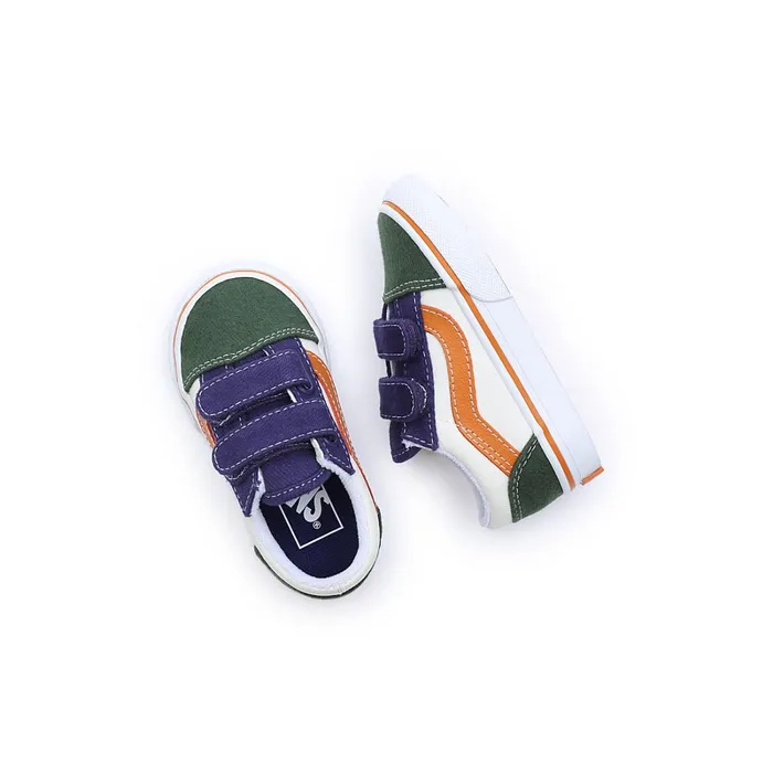 Vans Classics Kids Toddler Twill Block Old Skool Hook And Loop Shoes 14 Years Multicolour