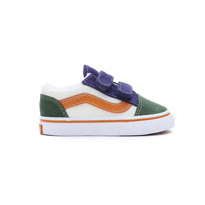Vans Classics Kids Toddler Twill Block Old Skool Hook And Loop Shoes 14 Years Multicolour