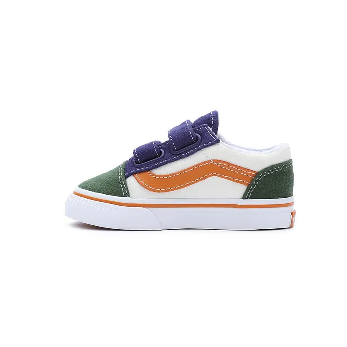 Vans Classics Kids Toddler Twill Block Old Skool Hook And Loop Shoes 14 Years Multicolour