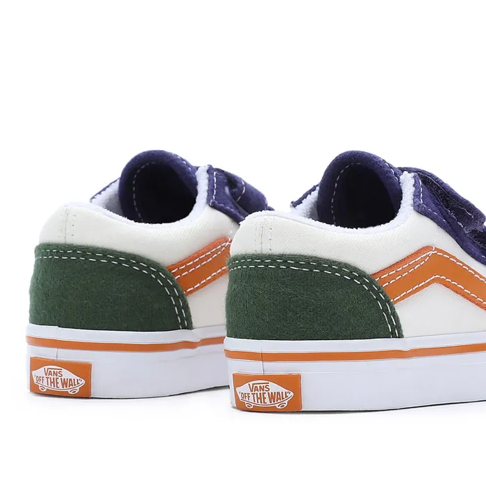 Vans Classics Kids Toddler Twill Block Old Skool Hook And Loop Shoes 14 Years Multicolour