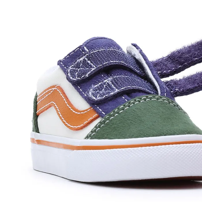 Vans Classics Kids Toddler Twill Block Old Skool Hook And Loop Shoes 14 Years Multicolour