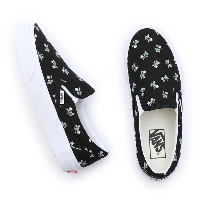 Vans Classics Women Floral Classic SlipOn Shoes Black