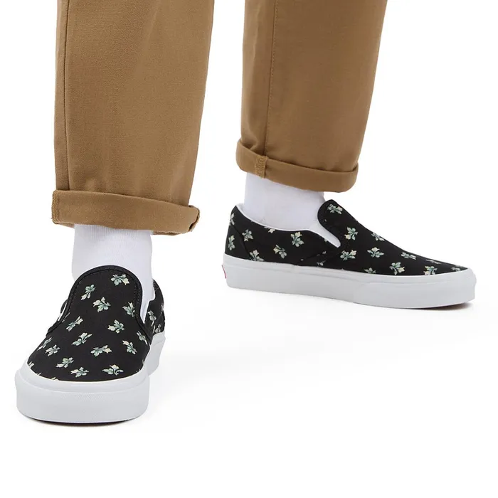 Vans Classics Women Floral Classic SlipOn Shoes Black