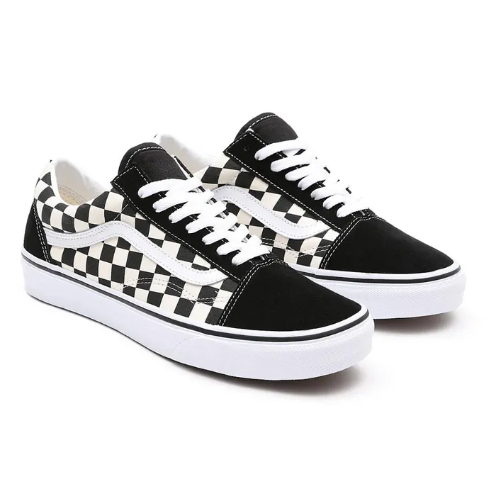Vans Classics Women Primary Check Old Skool Shoes Black White