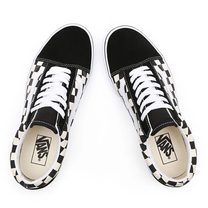 Vans Classics Women Primary Check Old Skool Shoes Black White
