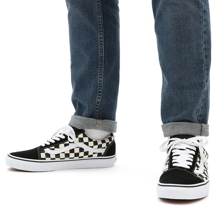 Vans Classics Women Primary Check Old Skool Shoes Black White