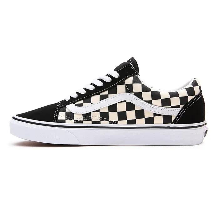 Vans Classics Women Primary Check Old Skool Shoes Black White