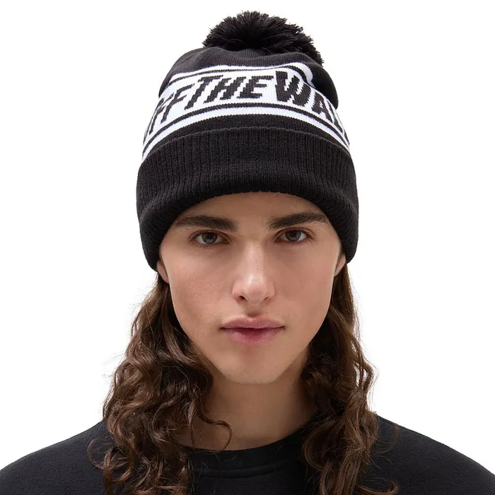 Vans Hats and Beanies Men Off The Wall Pom Beanie Black White