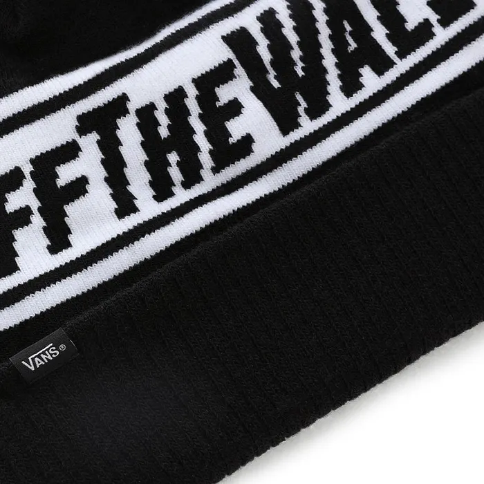 Vans Hats and Beanies Men Off The Wall Pom Beanie Black White