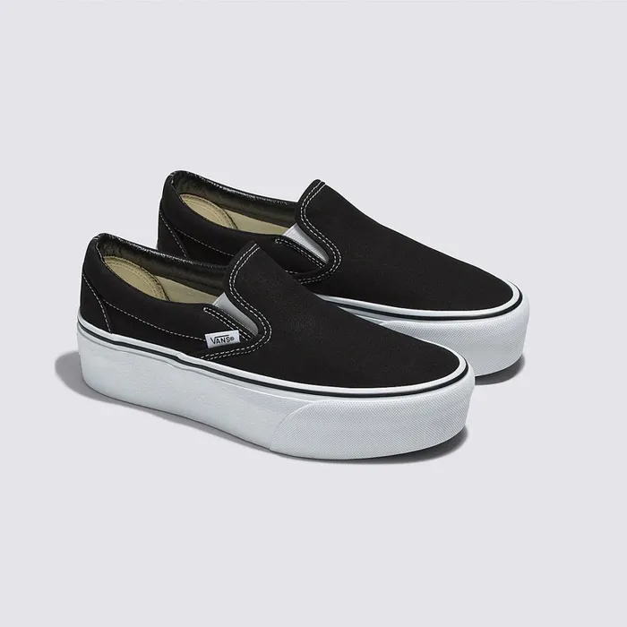 Vans Platform Shoes Women Classic SlipOn Stackform Shoes Black