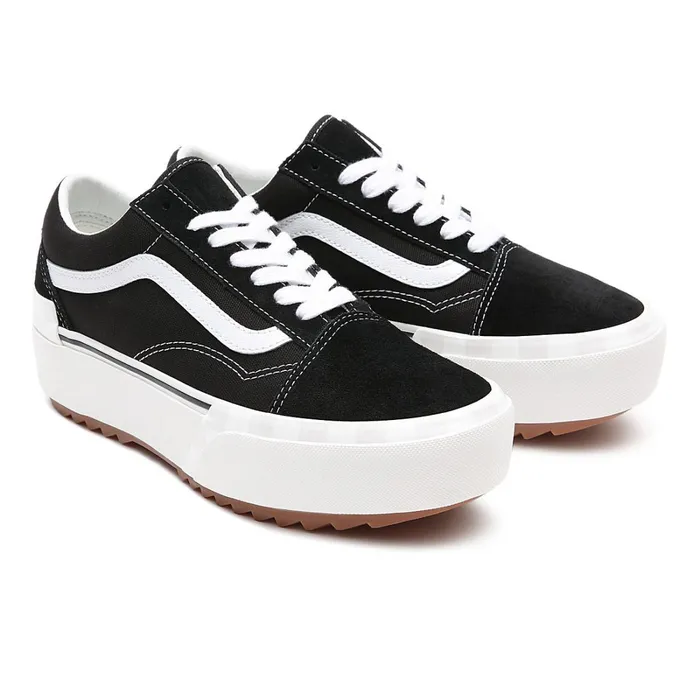 Vans Platform Shoes Women SuedeCanvas Old Skool Stacked Shoes Black