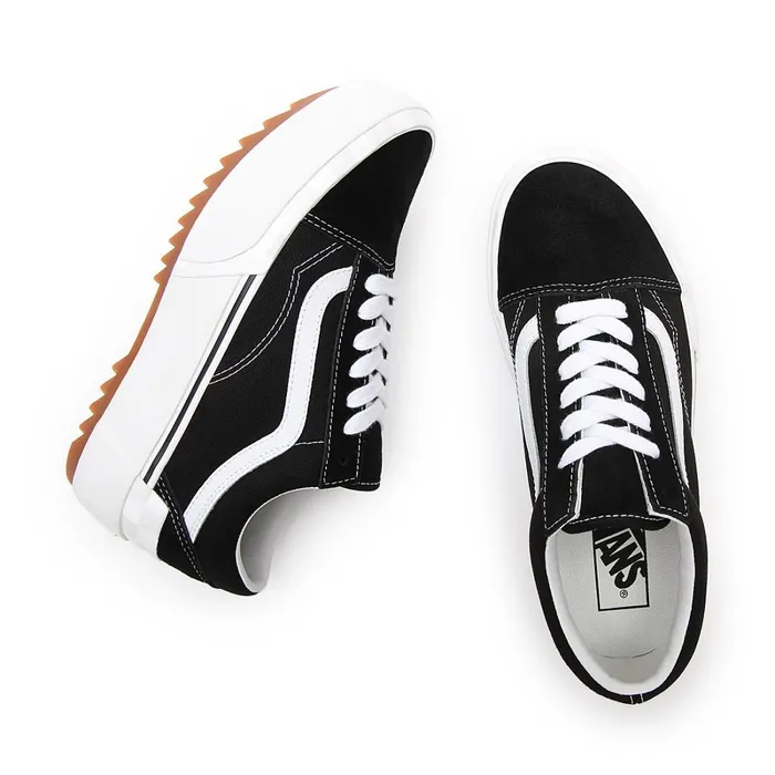 Vans Platform Shoes Women SuedeCanvas Old Skool Stacked Shoes Black