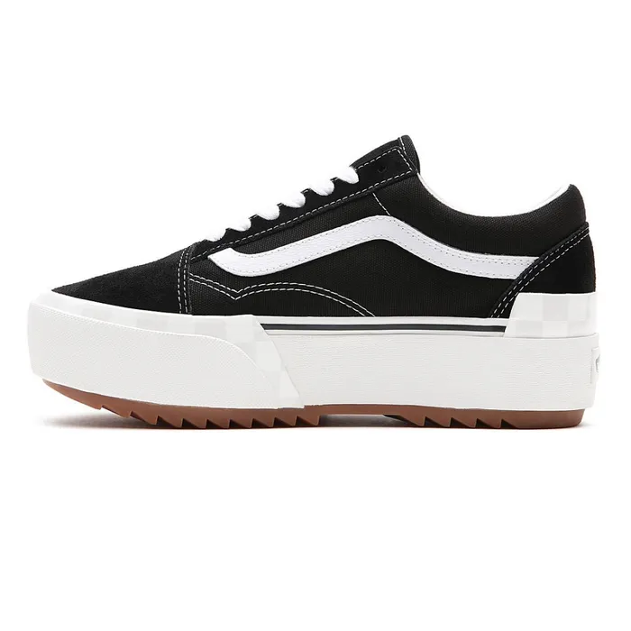 Vans Platform Shoes Women SuedeCanvas Old Skool Stacked Shoes Black
