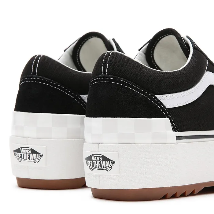 Vans Platform Shoes Women SuedeCanvas Old Skool Stacked Shoes Black