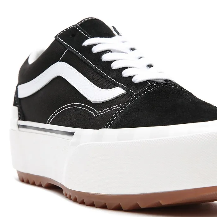 Vans Platform Shoes Women SuedeCanvas Old Skool Stacked Shoes Black