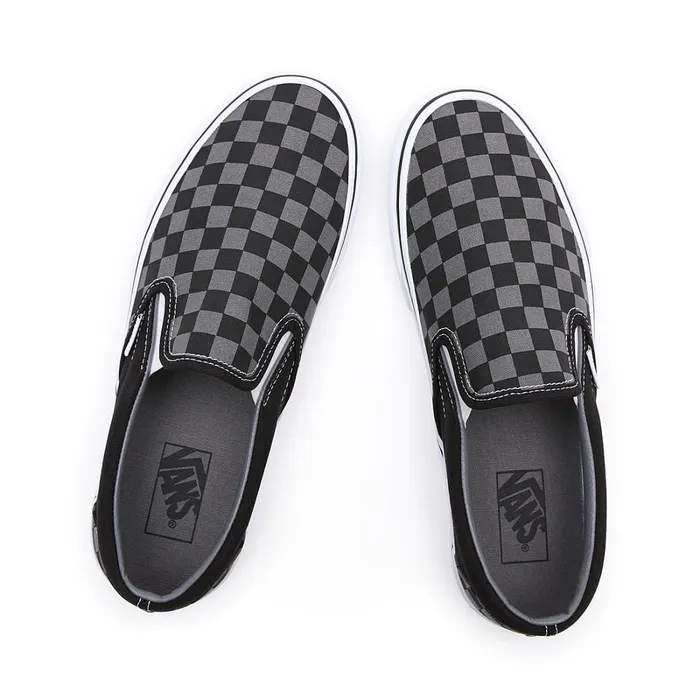 Vans Slipon Shoes Men Checkerboard Classic SlipOn Shoes Black Grey