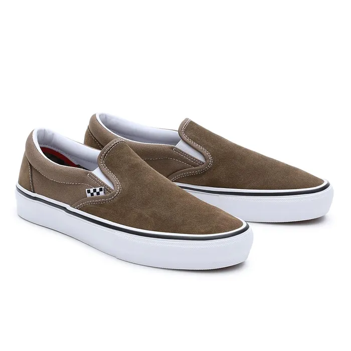 Vans Slipon Shoes Men Skate SlipOn Shoes Grey Brown
