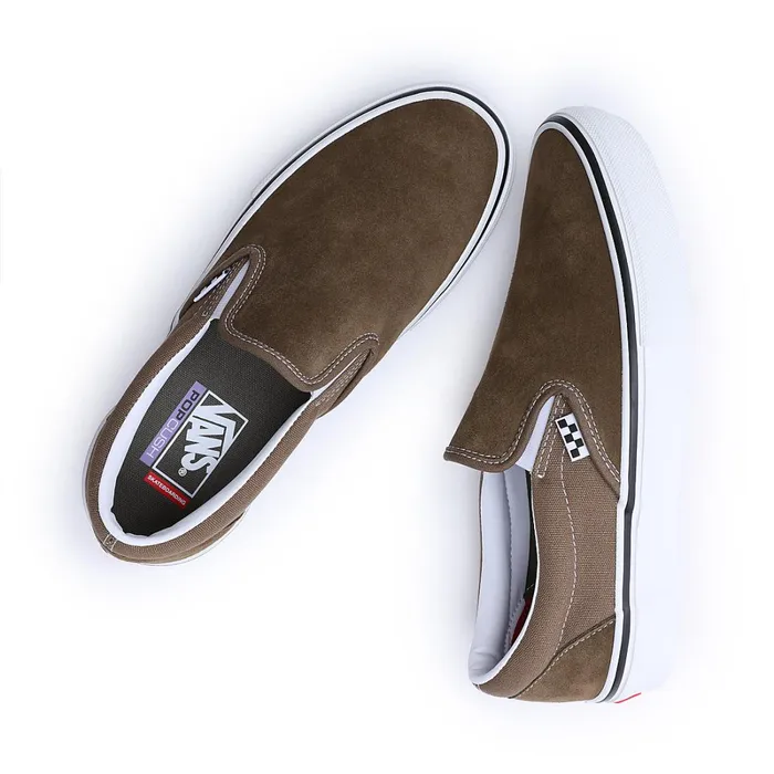 Vans Slipon Shoes Men Skate SlipOn Shoes Grey Brown