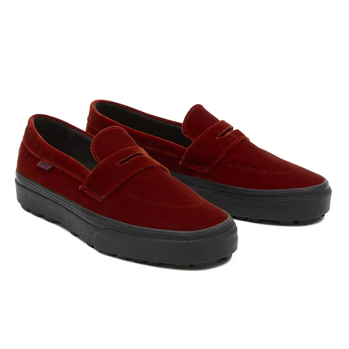Vans Slipon Shoes Men Style 53 Velvet Shoes Red