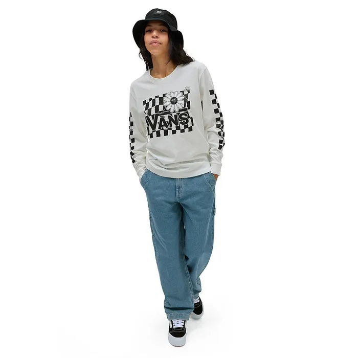Vans Tshirts and Tops Women Blossom Boyfriend Fit Long Sleeve TShirt White