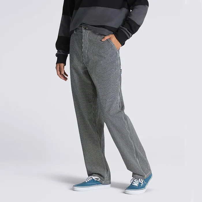 Vans Trousers and Jeans Men Drill Chore Loose Tapered Carpenter Hickory Stripe Trousers Blue
