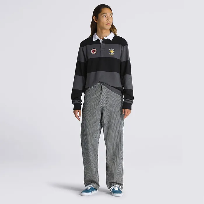 Vans Trousers and Jeans Men Drill Chore Loose Tapered Carpenter Hickory Stripe Trousers Blue
