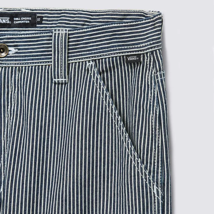 Vans Trousers and Jeans Men Drill Chore Loose Tapered Carpenter Hickory Stripe Trousers Blue