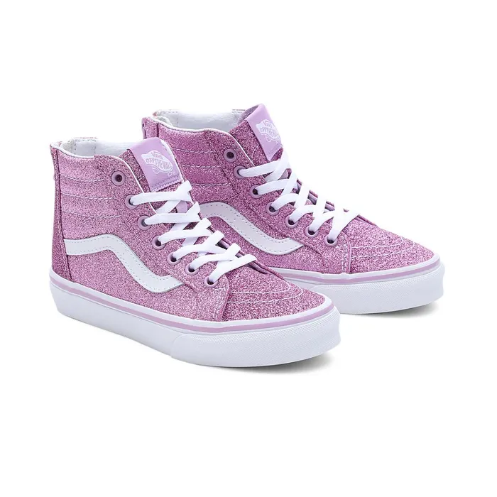 Vans View All Kids Glitter Sk8Hi Zip Shoes 48 Years Purple
