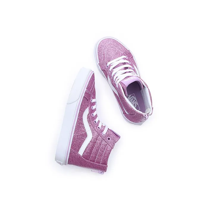 Vans View All Kids Glitter Sk8Hi Zip Shoes 48 Years Purple