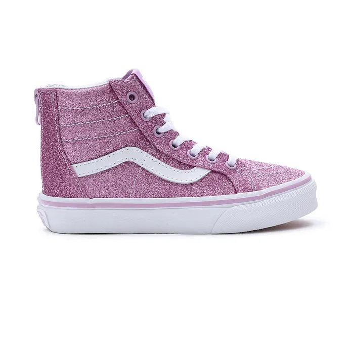 Vans View All Kids Glitter Sk8Hi Zip Shoes 48 Years Purple