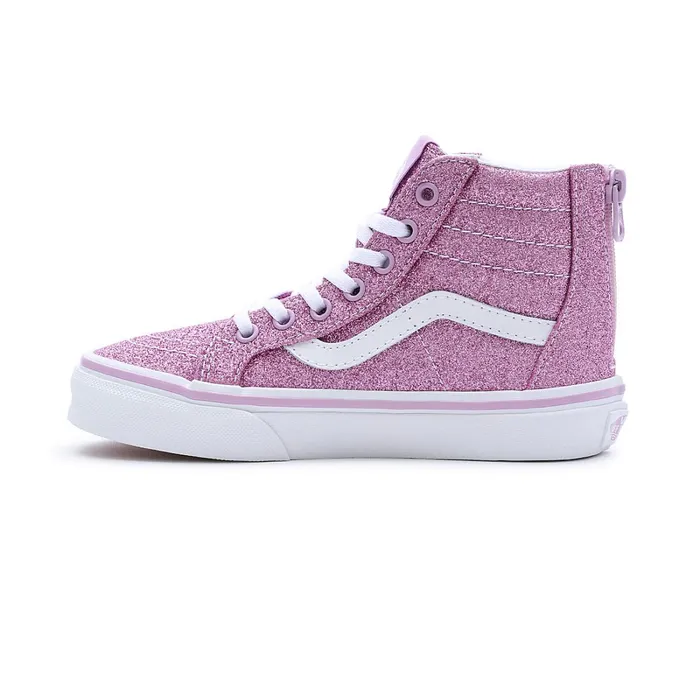 Vans View All Kids Glitter Sk8Hi Zip Shoes 48 Years Purple