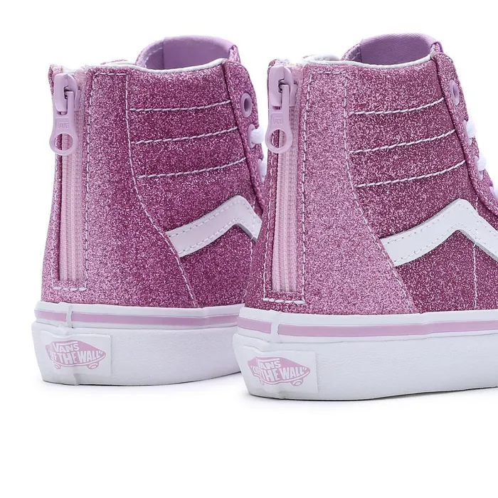 Vans View All Kids Glitter Sk8Hi Zip Shoes 48 Years Purple